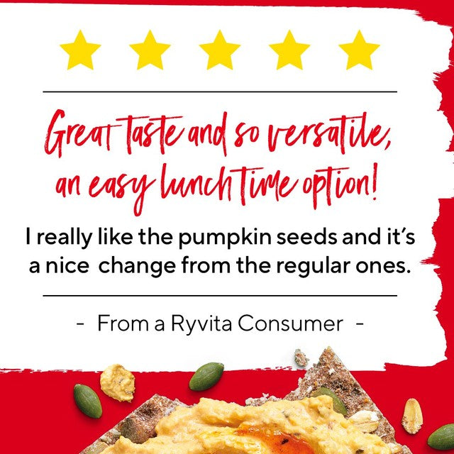 Ryvita Crispbread Pumpkin Seed & Oat 200g, imported from the UK