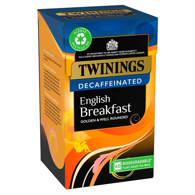 Twinings decaffeinated English breakfast tea bags 40 count (British brand)