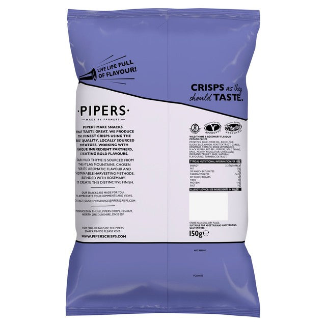 Pipers Wild Thyme & Rosemary crisps 150g, imported from the UK