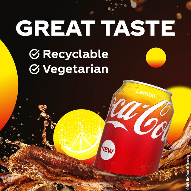 Coca-Cola lemon sparkling soft drink 330ml can - British product
