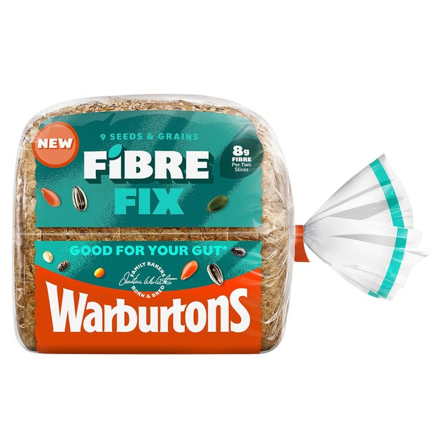 Warburtons Fibre Fix wholemeal bread 500g, imported from the UK