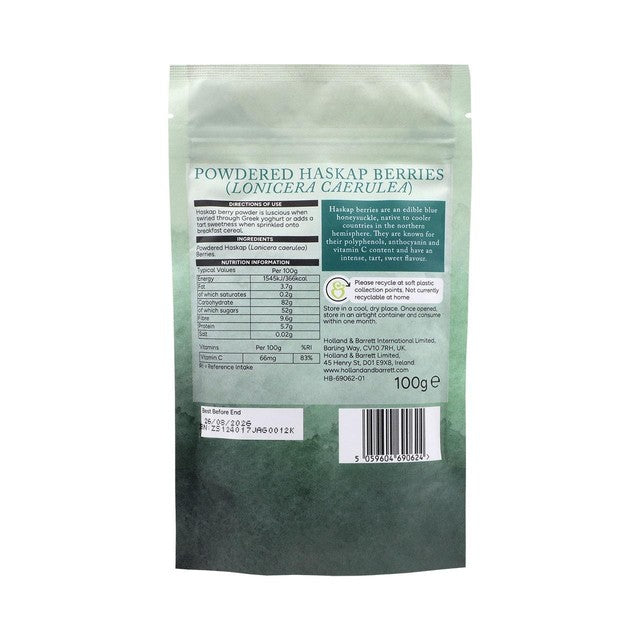 Holland & Barrett haskap berry powder 100g, UK version