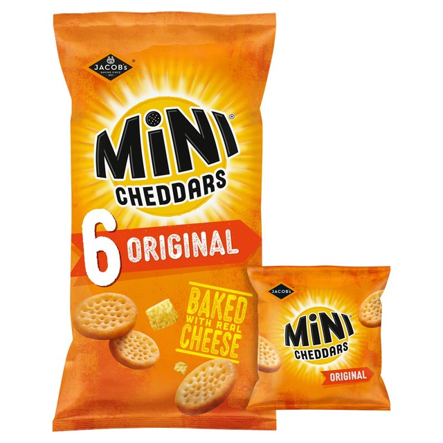 Jacob's Mini Cheddars Original cheese snack biscuits 6 pack, UK version