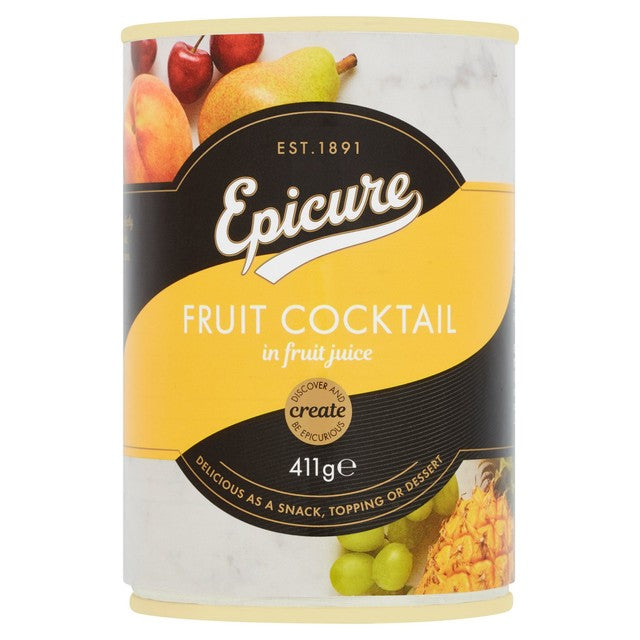 Epicure fruit cocktail in fruit juice 411g - British product