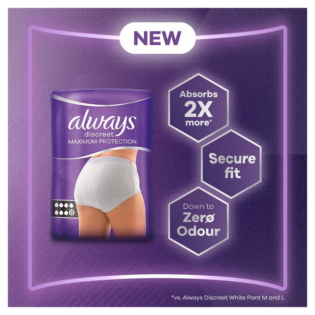 Always Discreet Maximum Protection incontinence pants 12 count - British product