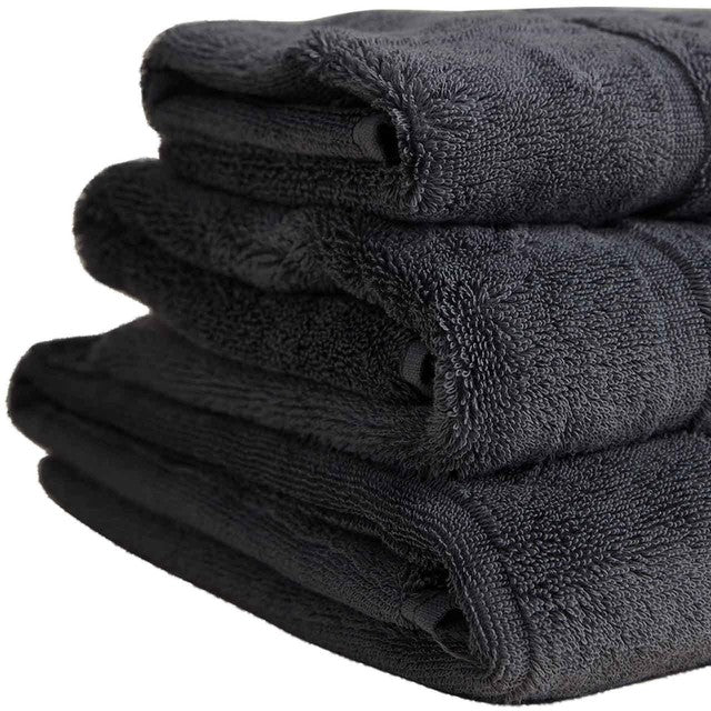M&S Egyptian cotton striped bath towel in charcoal, imported from the UK