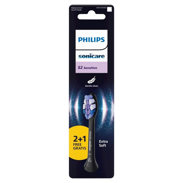 Philips Sonicare S2 sensitive toothbrush heads black 3-pack, UK version