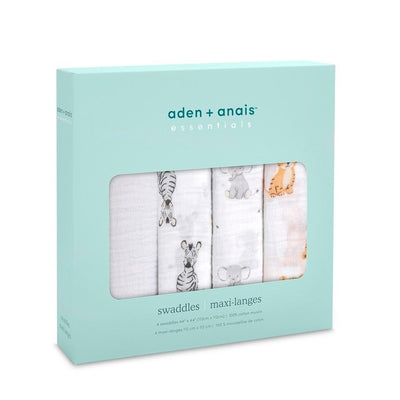 M&S Aden + Anais Muslin Swaddles Safari Babes Baby Muslin Blankets Pack of 4- Buy online at McGrocer