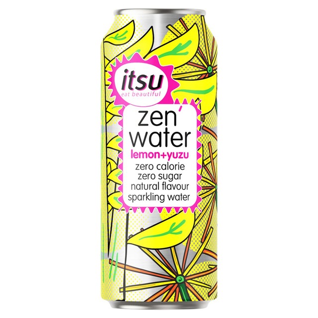 itsu zen water lemon yuzu sparkling water, imported from the UK