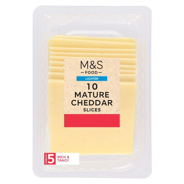 M&S British Lighter Mature Cheddar cheese slices 10 slices, imported from the UK