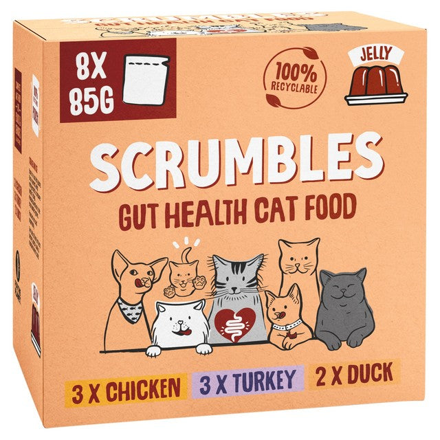 Scrumbles Wet Cat Jelly Pouch Meat Selection 8 x 85g (British brand)