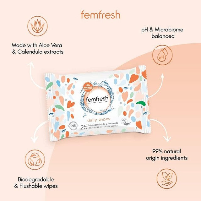 Femfresh Daily Intimate Hygiene Wipes 25 pack - British product