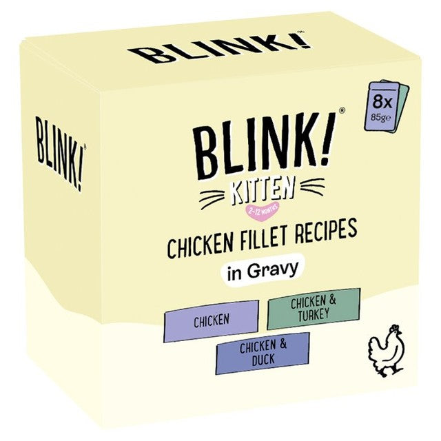Blink kitten chicken fillets in gravy wet food pouches 680g - British product