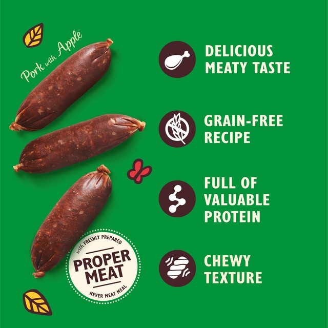 Lily's Kitchen Cracking Pork and Apple Sausages dog treats 70g, UK version