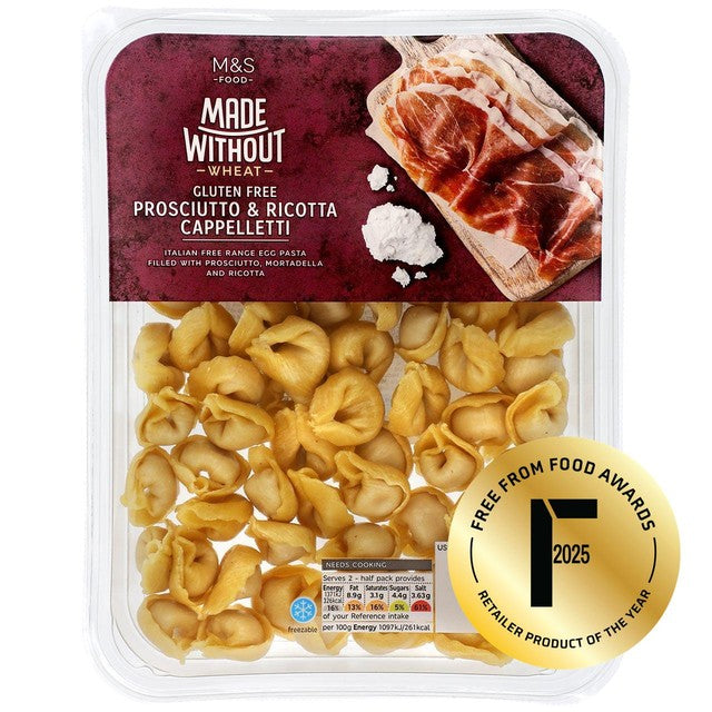 M&S prosciutto and ricotta cappelletti 250g, imported from the UK