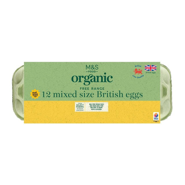 M&S Organic British Free Range Mixed Size Eggs 12 pack, UK version