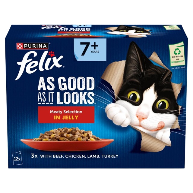 Felix senior cat food meat in jelly 12 x 85g - British product