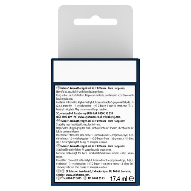 Glade Pure Happiness aromatherapy diffuser refill 17ml, UK version