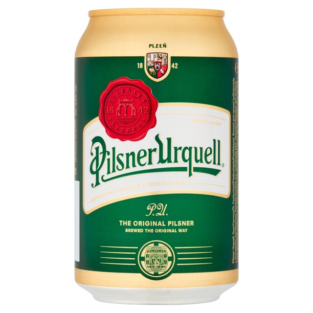 Pilsner Urquell pilsner lager beer 6 x 330ml cans, imported from the UK