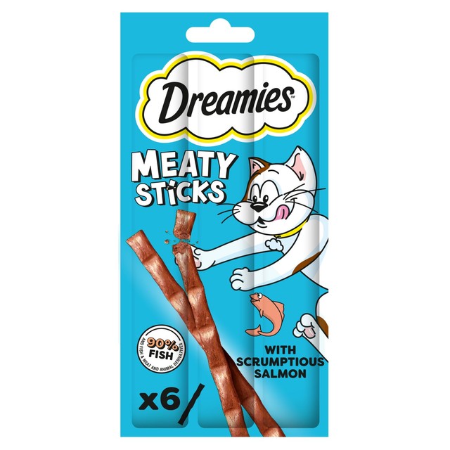 Dreamies salmon sticks cat treats grain-free 6 pack, UK version