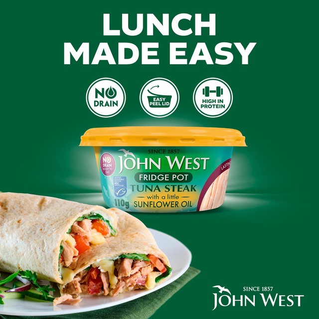 John West No Drain Tuna Steak with Sunflower Oil 3x110g, UK version