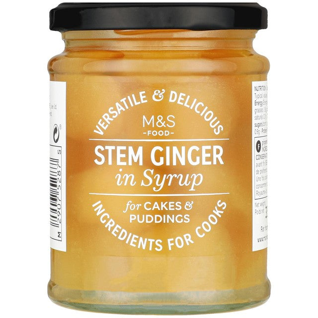 M&S stem ginger in syrup 350g jar, imported from the UK