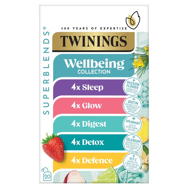 Twinings herbal tea variety pack Wellbeing Collection 20 envelopes (British brand)