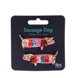 Rex London glitter hair clips sausage dog, UK version
