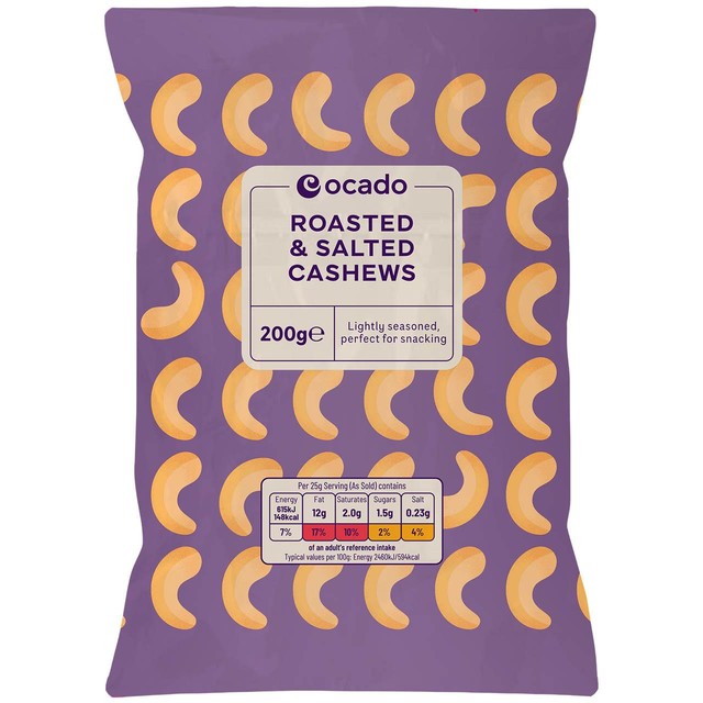 Ocado Roasted & Salted Cashews 200g, imported from the UK