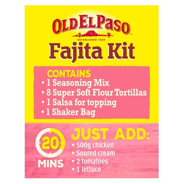Old El Paso Crispy Chicken Fajita Kit 555g, imported from the UK