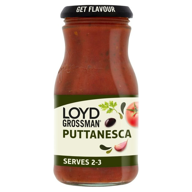 Loyd Grossman Puttanesca pasta sauce, imported from the UK