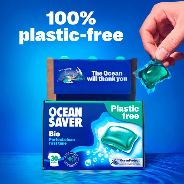 OceanSaver Plastic Free Bio Washing Capsules 30 pack, imported from the UK
