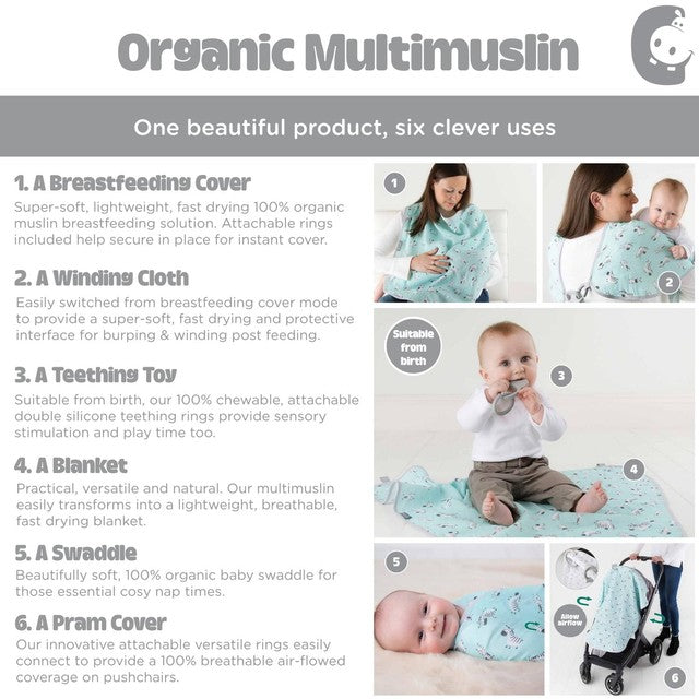 Cheeky Chompers muslin Silver Stars one size - British product