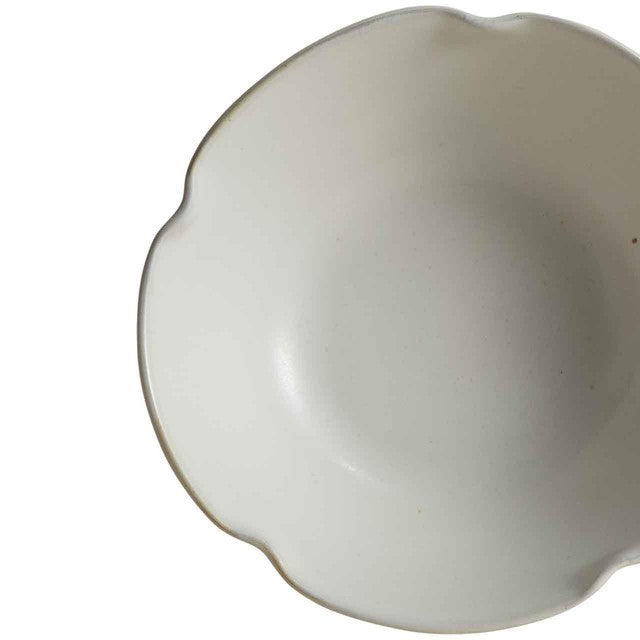 M&S cream stoneware cereal bowl with crimped scallop rim - British product