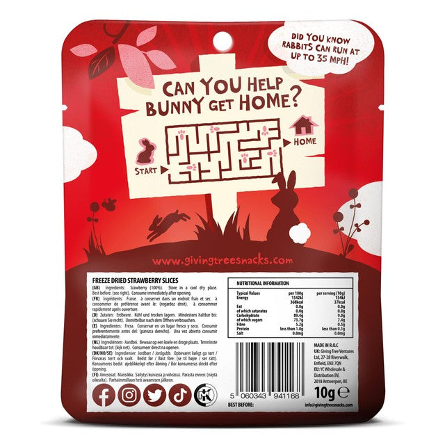 Giving Tree Freeze Dried Strawberry Crispies Kids Fruit Snacks 10g, UK version