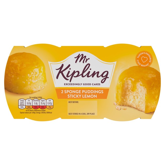 Mr Kipling Lemon Sponge Pudding 2x100g, imported from the UK