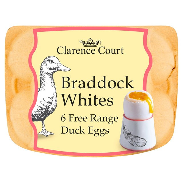 Clarence Court Braddock White 6 Free Range Duck Eggs - British product