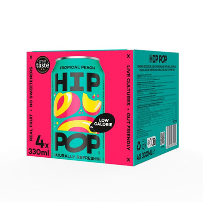 Hip Pop Tropical Peach & Mango Sparkling Fruit Drink 4 x 330ml