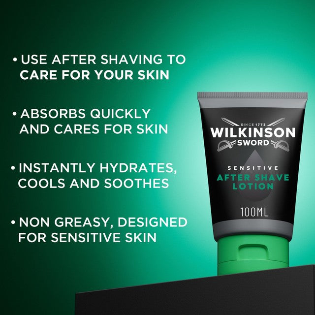 Wilkinson Sword sensitive aftershave lotion 100ml (British brand)