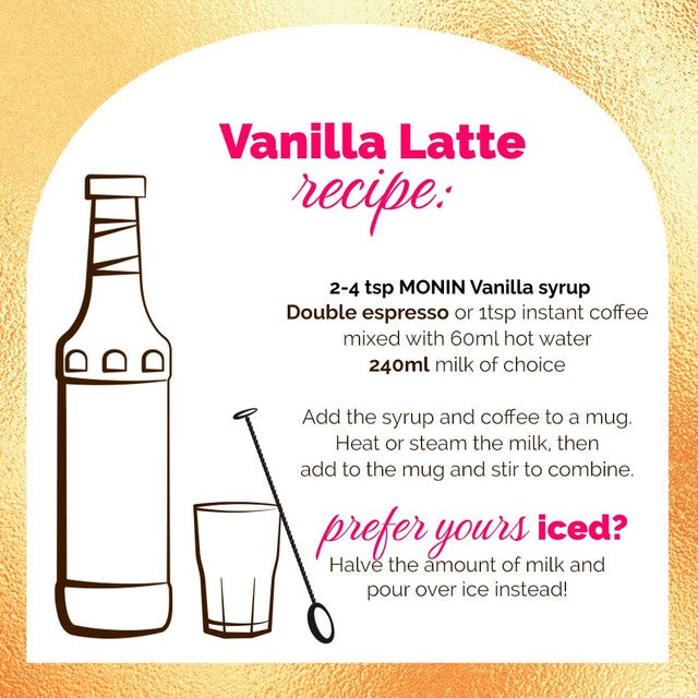 Monin vanilla syrup 250ml, imported from the UK