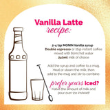 Monin vanilla syrup 250ml, imported from the UK