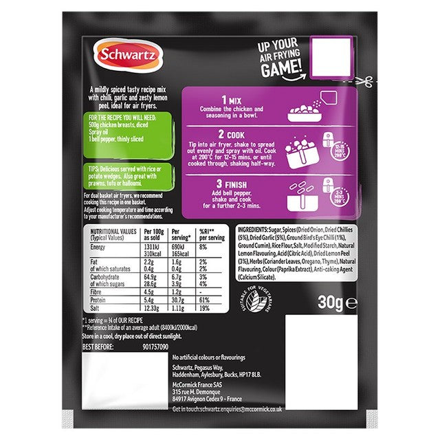 Schwartz air fryer lemon and chilli recipe mix 30g (British brand)
