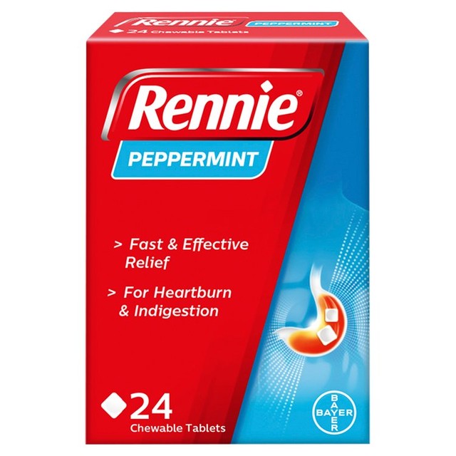 Rennie Peppermint heartburn relief tablets 24 tablets, imported from the UK