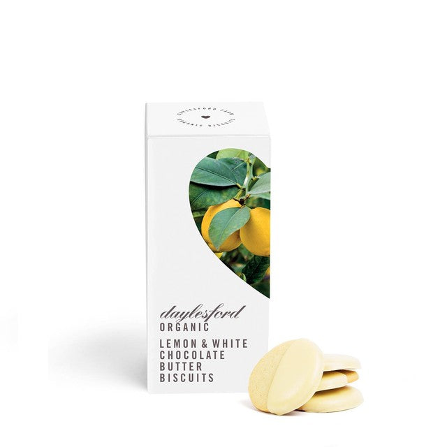 Daylesford Organic white chocolate dipped lemon biscuits 150g - British product