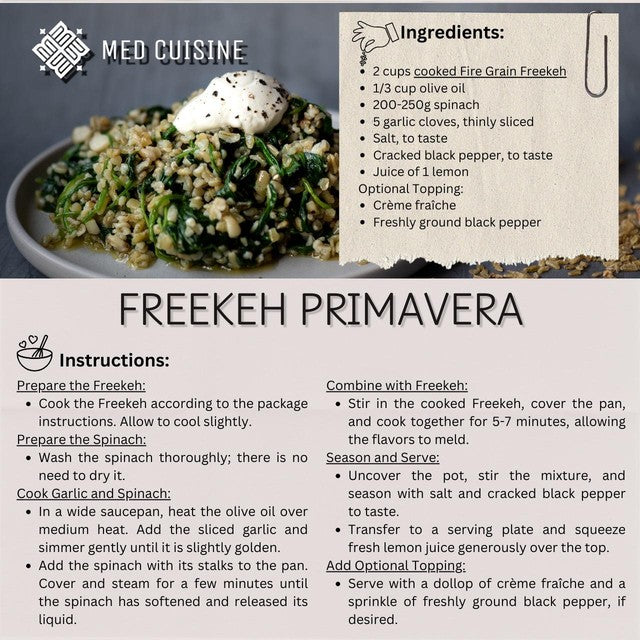 Med Cuisine Roasted Smoked Green Freekeh 800g, imported from the UK