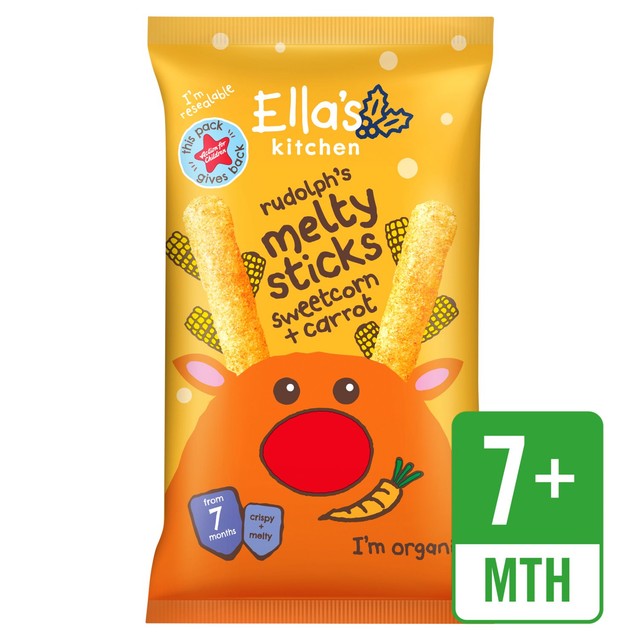 Ella's Kitchen Sweetcorn & Carrot Melty Sticks Baby Snack 7+ Months