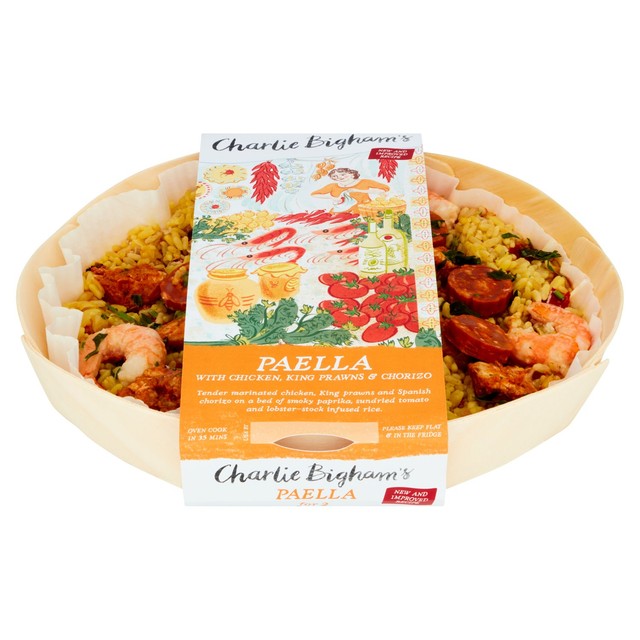 Paella au poulet et aux crevettes Charlie Bigham pour 2 personnes (800 g) - Produit britannique