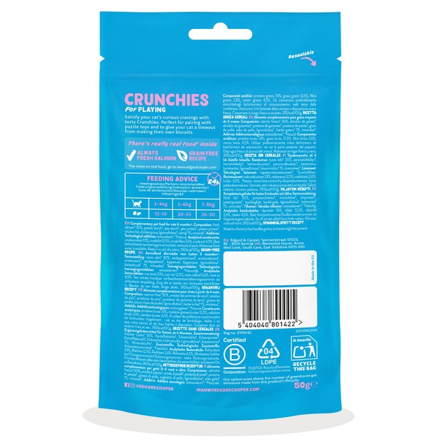 Edgard & Cooper salmon cat treat crunchies 60g - British product