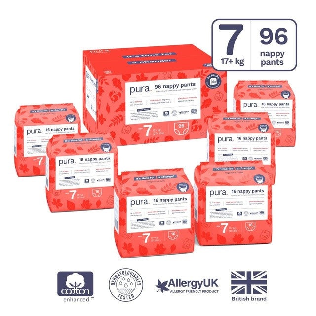Pura nappy pants size 7 multi pack 96 count, UK version