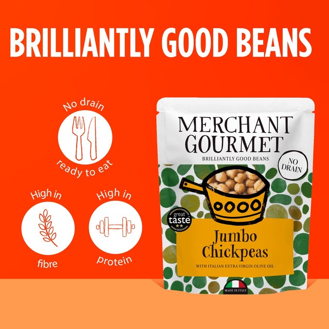 Merchant Gourmet jumbo chickpeas 240g, imported from the UK